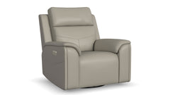 Cougar Dove Grey Power Swivel Glider Recliner – Performance Fabric Upholstered Living Room Chair with Heat & Massage | Gallery Furniture