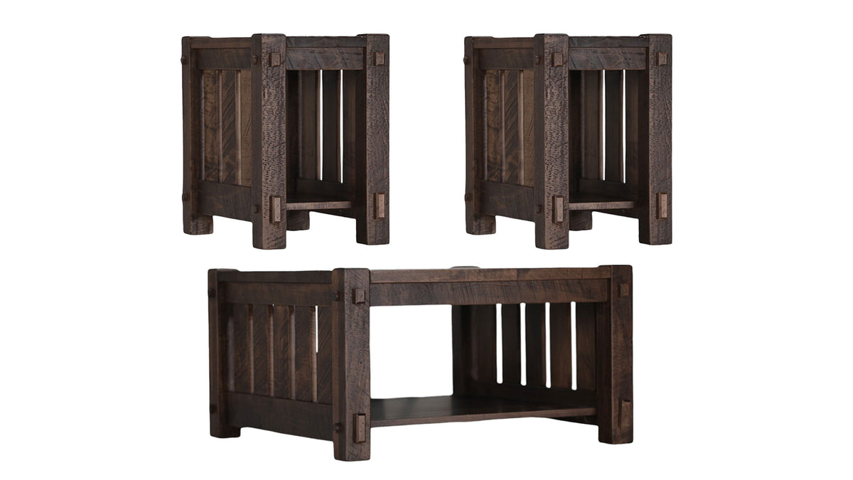 3 Pc Beaumont Almond Square Cocktail & 2 End Table Set