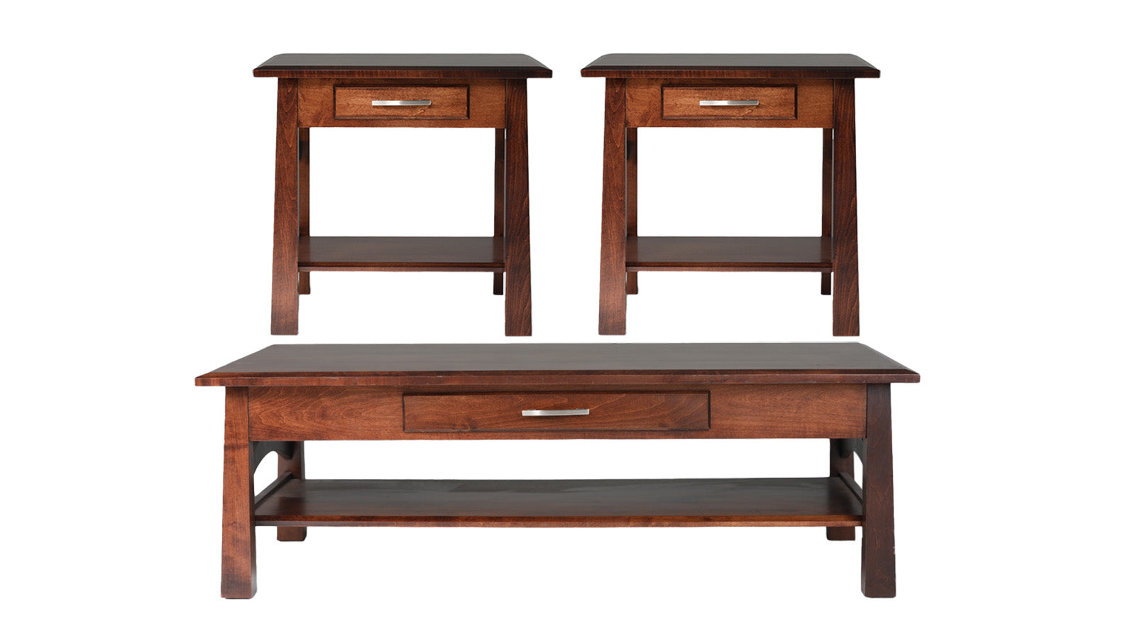3 Pc. Beaumont Brown Cocktail & 2 End Table Set