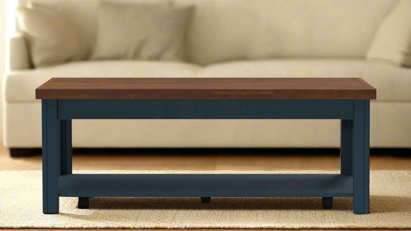 Nantucket Blue Denim Coffee Table with Whiskey Top