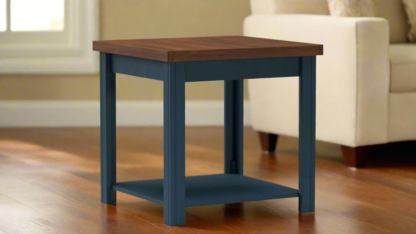 Nantucket Blue Denim End Table with Whiskey Top
