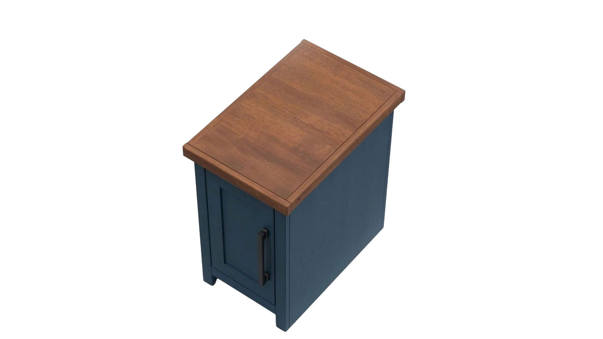 Nantucket Blue Denim Chairside Table with Whiskey Top