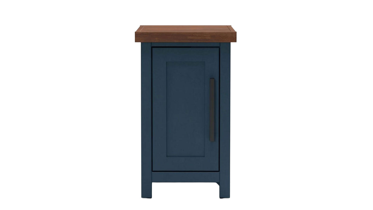 Nantucket Blue Denim Chairside Table with Whiskey Top