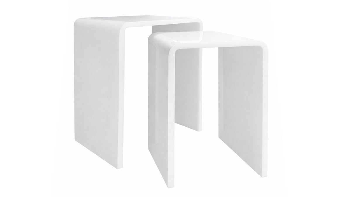 2pc Waterfall White Acrylic Nesting Tables