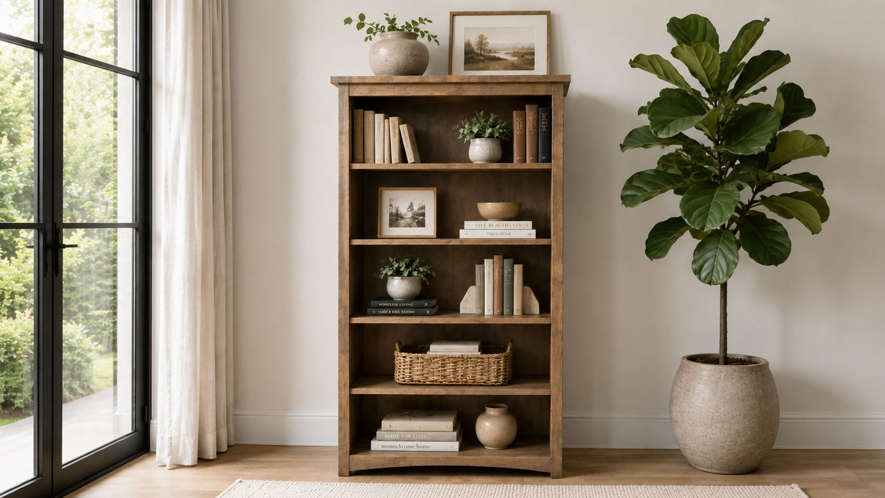 72" Arlow Solid Wood Bookcase | Amish Made | Made in USA | Gallery Furniture