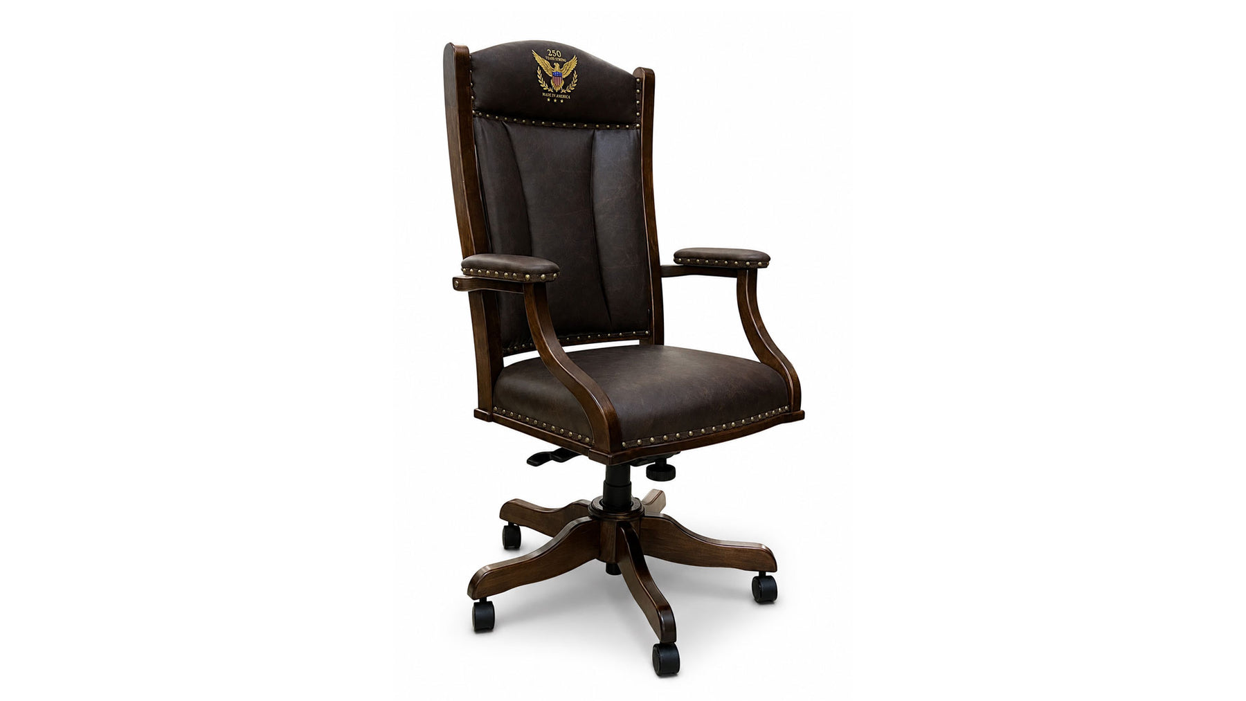 250 Years Strong Leather Desk Arm Chair | Amish Made | Made in USA | Gallery Furniture