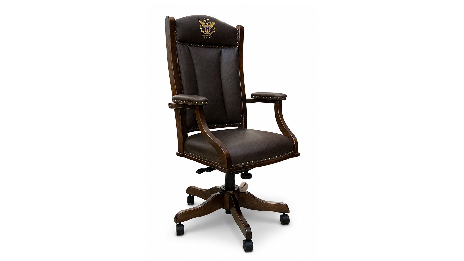 250 Years Strong Leather Desk Arm Chair | Amish Made | Made in USA | Gallery Furniture
