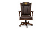 250th Anniversary Made in America Amish Built Top Grain Leather & Solid Maple Swivel Desk Chair