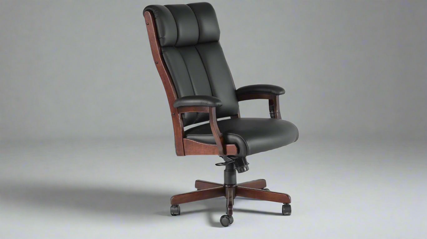 Clark Silla de oficina de cuero negro