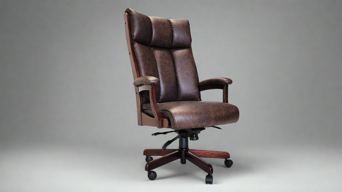 CLARK BROWN LEATHER OFFICE CHAIR