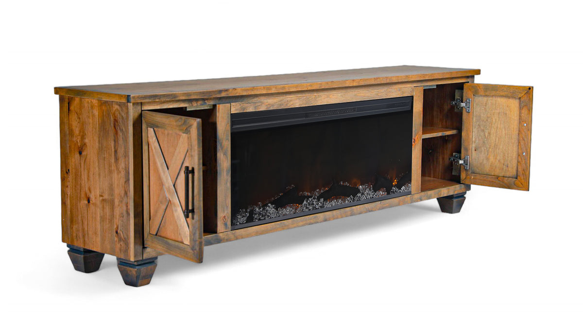 Barnwood Liberty 81” TV Console w/Fireplace