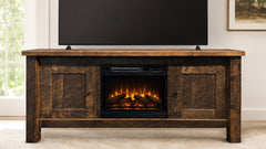 Conroe Solid Wood TV Stand with Fireplace | Made in USA | Gallery Furniture