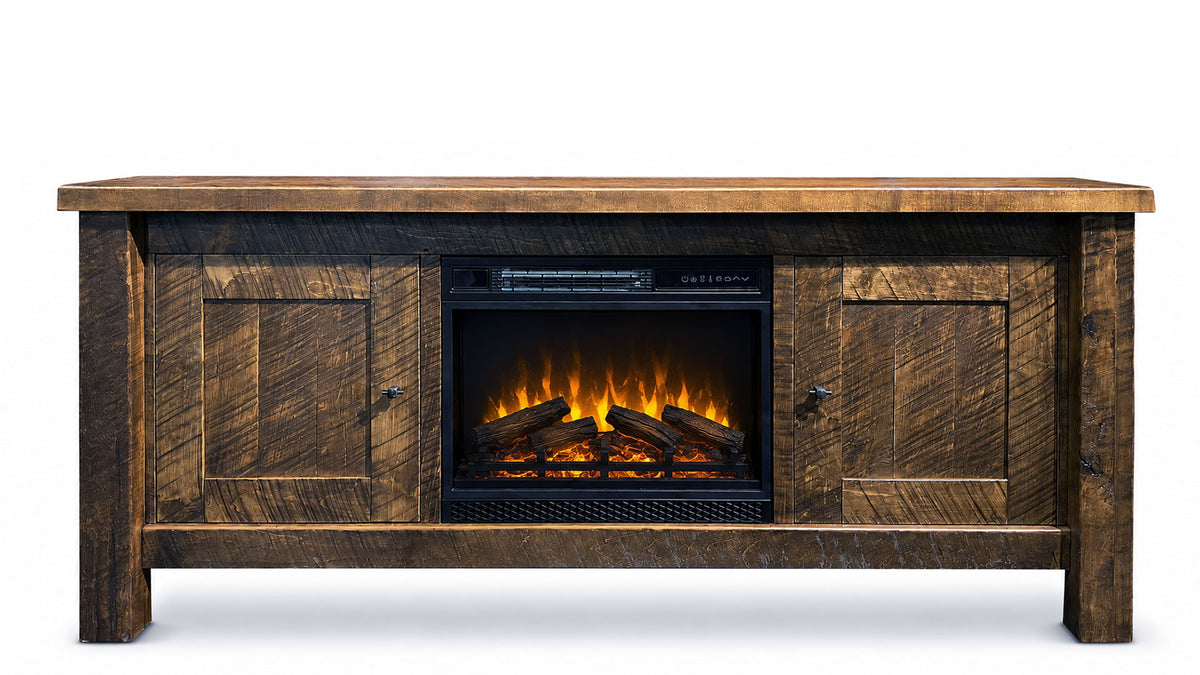 Conroe Solid Wood TV Stand with Fireplace | Made in USA | Gallery Furniture