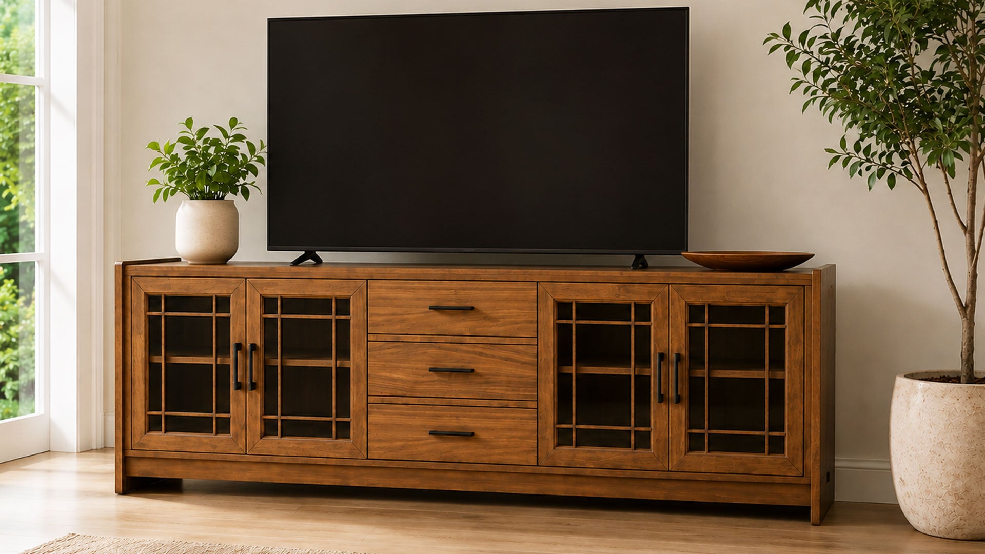 92-Inch Taliesin Walnut TV Stand | Gallery Furniture