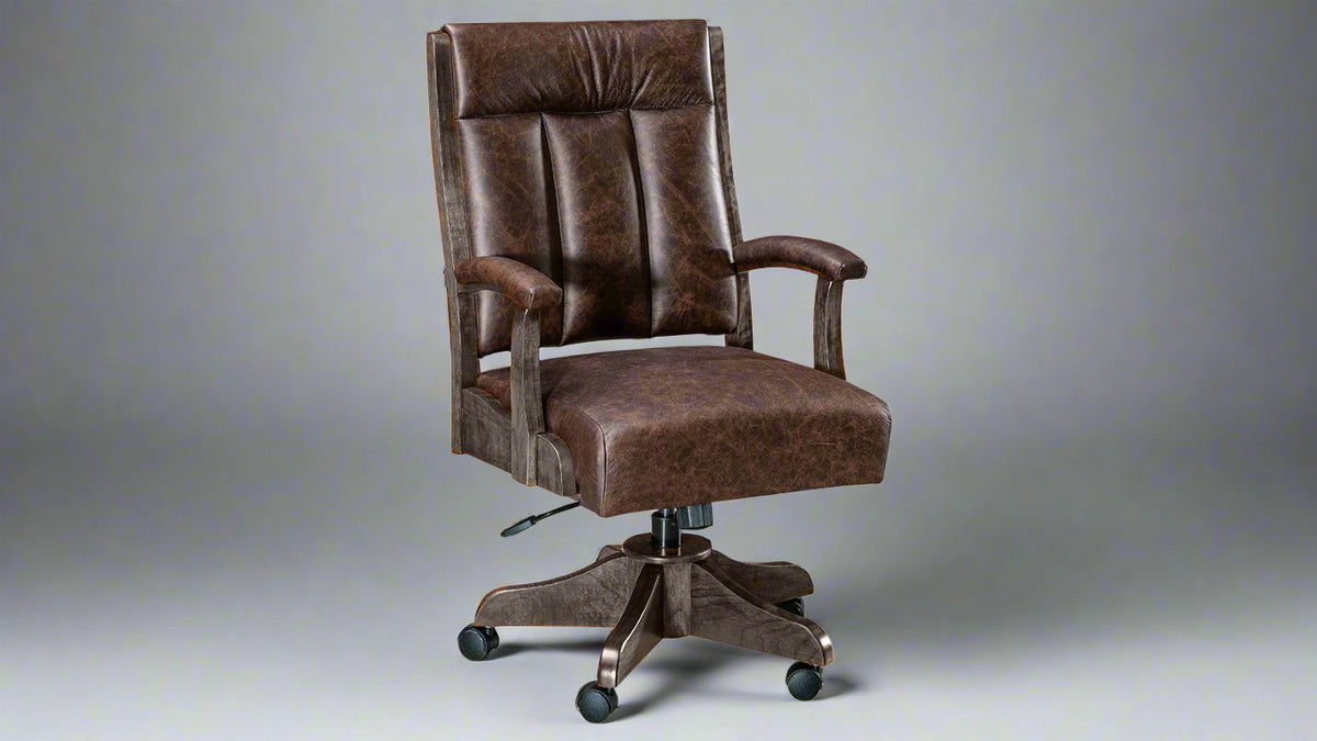 BOB TIMBERLAKE SMOKE LEATHER OFFICE CHAIR