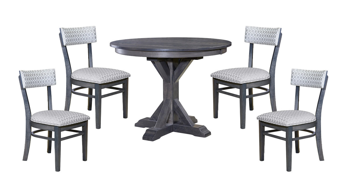 Mesa redonda de madera maciza de 5 piezas de 48" y 4 sillas auxiliares