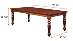 Mesa de comedor colonial de arce macizo Yorktown de 84 pulgadas