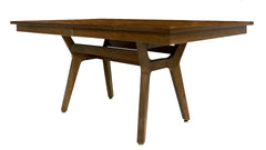 Windsor Solid Walnut Modified Pedestal Base 66" Expandable Dining Table w/ 2 12in Storable Leaves