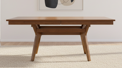 Windsor Solid Walnut Modified Pedestal Base 66" Expandable Dining Table w/ 2 12in Storable Leaves