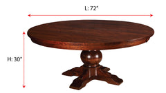 San Gabriel 72” Round Rustic Cherry Pedestal Dining Table
