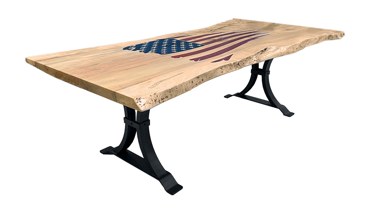 Live Edge American Flag Dining Table 42" x 96"