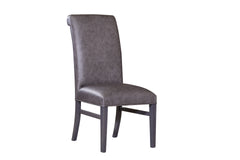 Axis Slate Solid Maple Top Grain Leather Upholstered Dining Side Chair