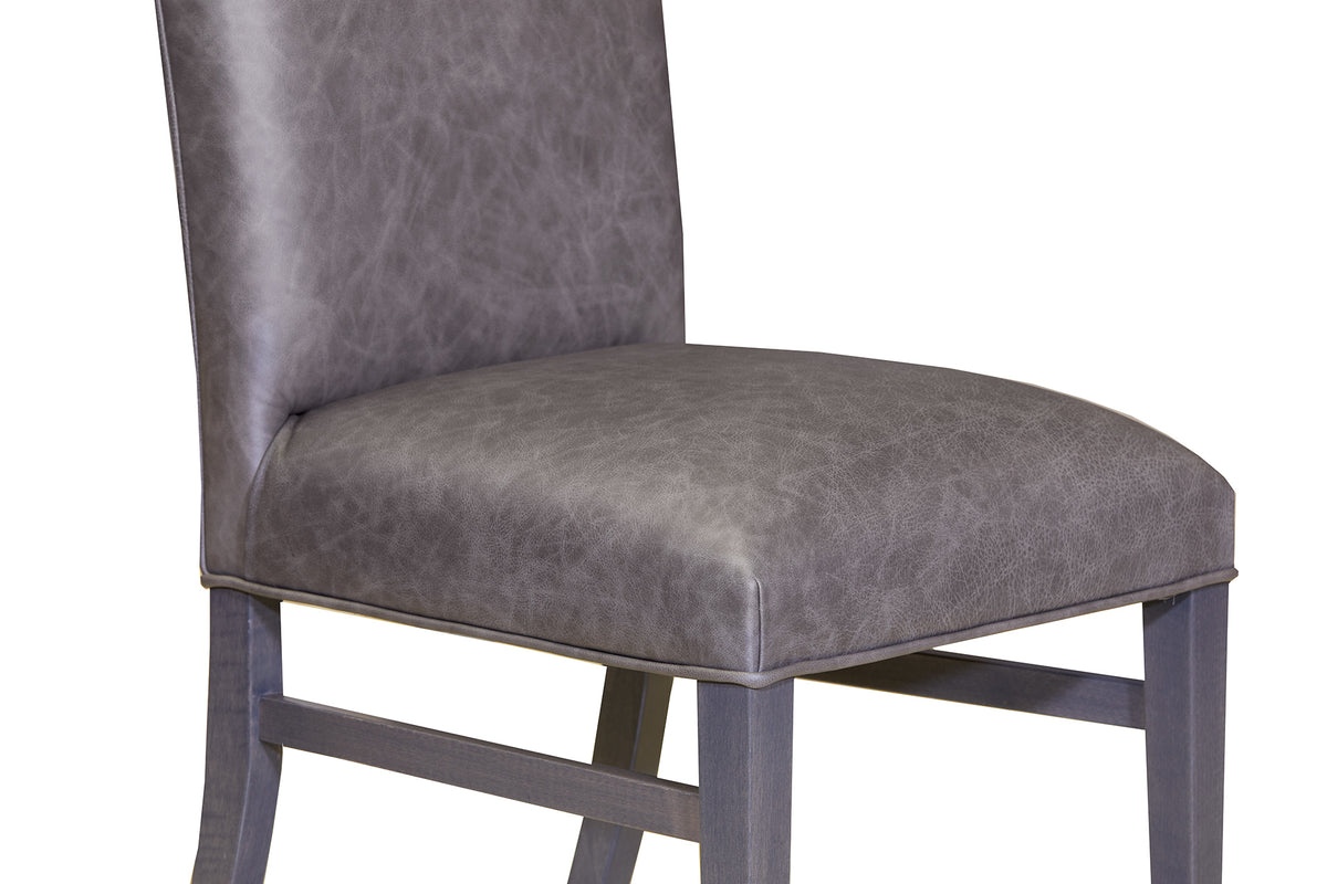 Axis Slate Solid Maple Top Grain Leather Upholstered Dining Side Chair
