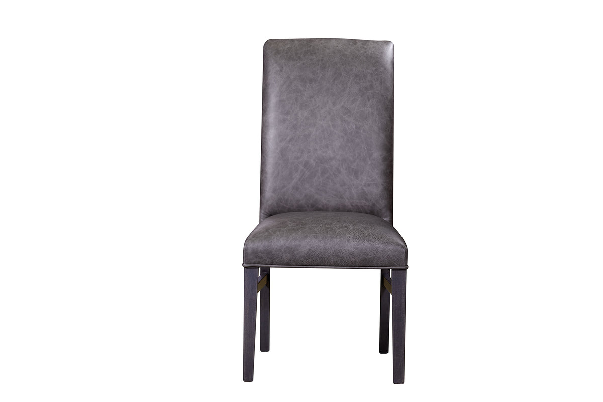 Axis Slate Solid Maple Top Grain Leather Upholstered Dining Side Chair
