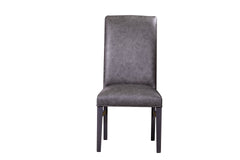 Axis Slate Solid Maple Top Grain Leather Upholstered Dining Side Chair