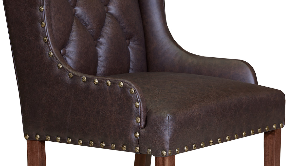 Silla de comedor tapizada en piel Texas