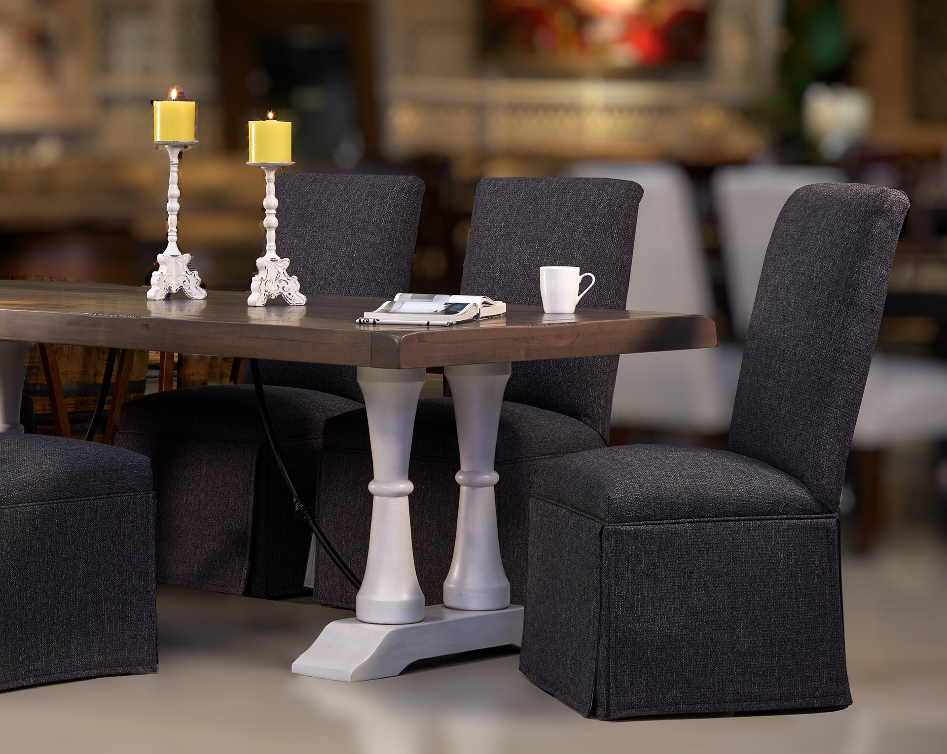Hampton Charcoal Skirted Side Chair Gallery Furniture