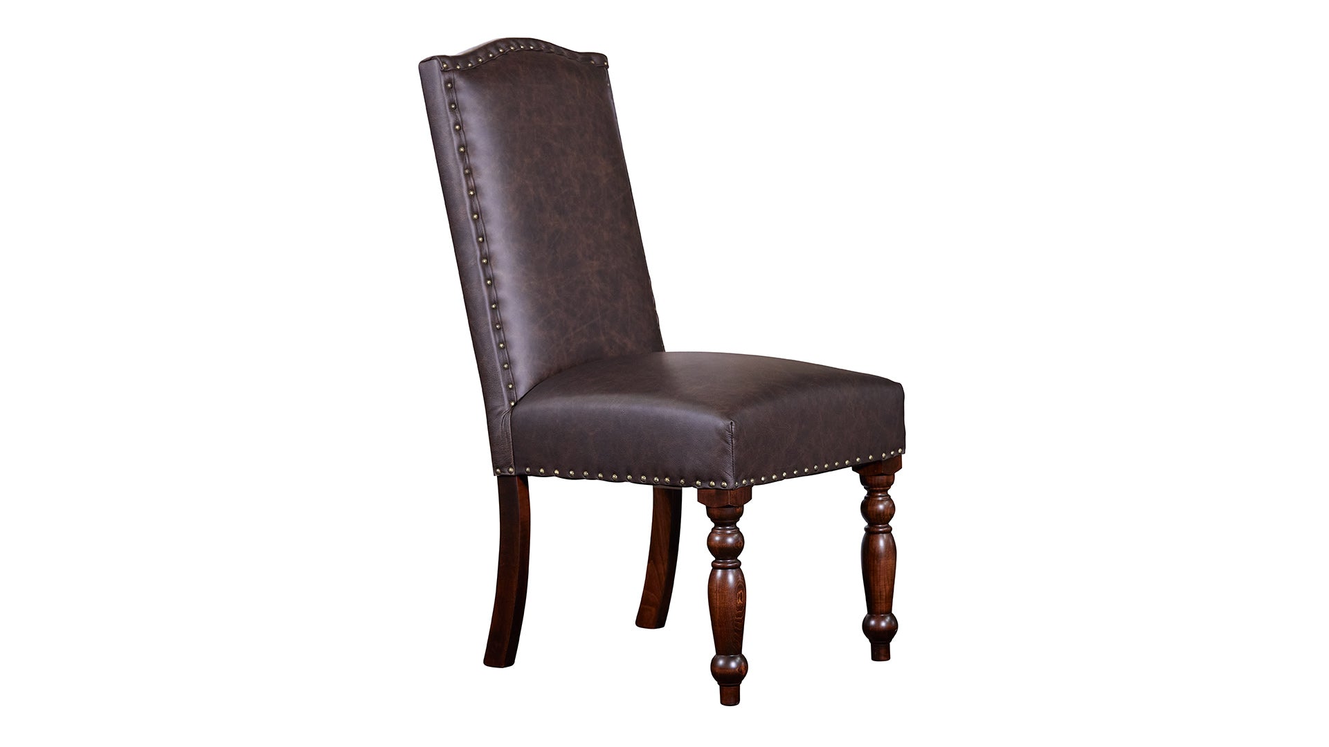 Silla auxiliar de comedor tapizada en cuero de grano superior de arce macizo Kennedy Texas