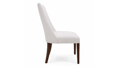 White chair with wooden legs on a white background