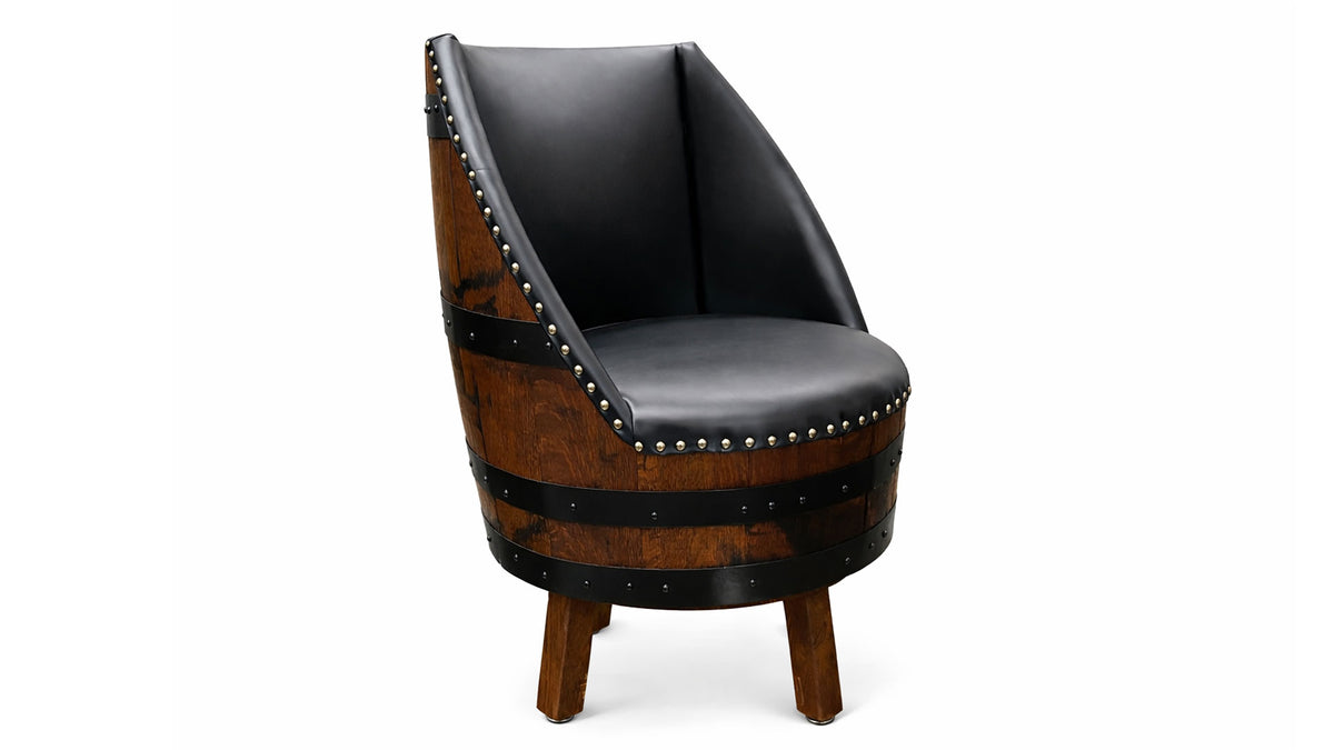 Swivel Barrel Back Leather Chair
