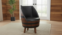 Swivel Barrel Back Leather Chair