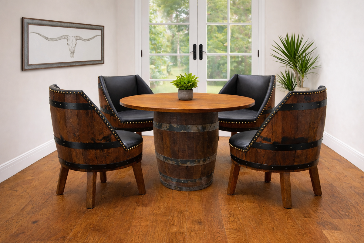 Swivel Barrel Back Leather Chair