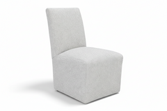 Sandstone Performance Fabric Dining Chair with Rolling Casters