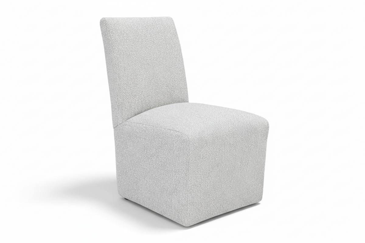 Sandstone Performance Fabric Dining Chair with Rolling Casters