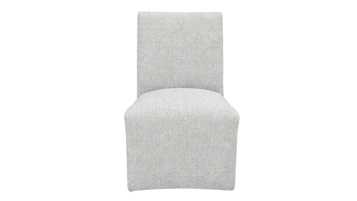 Sandstone Performance Fabric Dining Chair with Rolling Casters