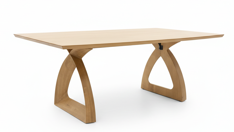 Mesa con patas de caballete Sydney, 122 cm x 213 cm - Mesa de comedor de arce macizo - Fabricada en Estados Unidos