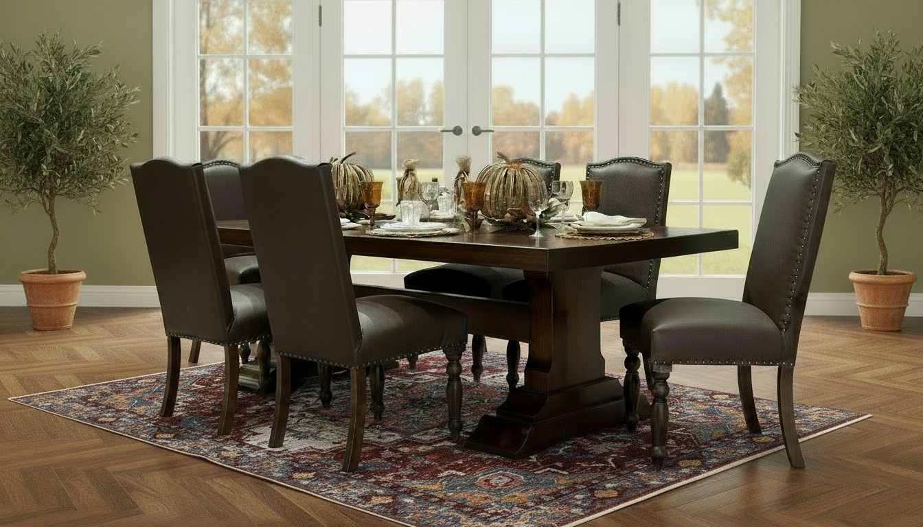 Huntsville 96" Solid Black Cherry Trestle Dining Table