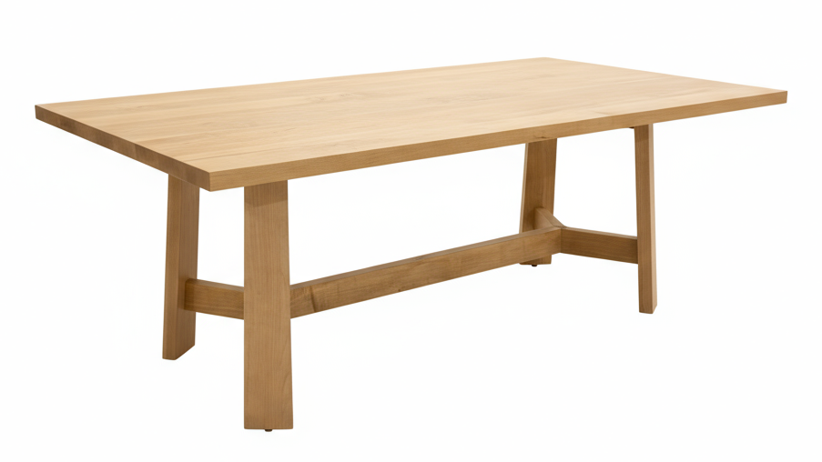 Mesa de comedor con caballetes de madera maciza de arce de 84 pulgadas de Tucson