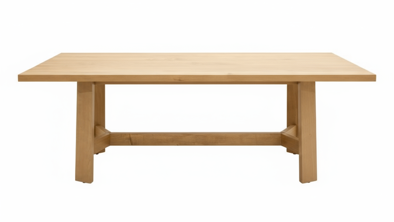 Mesa de comedor con caballetes de madera maciza de arce de 84 pulgadas de Tucson