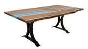 84" Live Edge Black Walnut & Resin One Of A Kind Dining Table