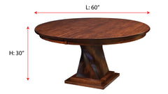 Mesa de comedor redonda de arce macizo con pedestal único El Dorado de 60 pulgadas