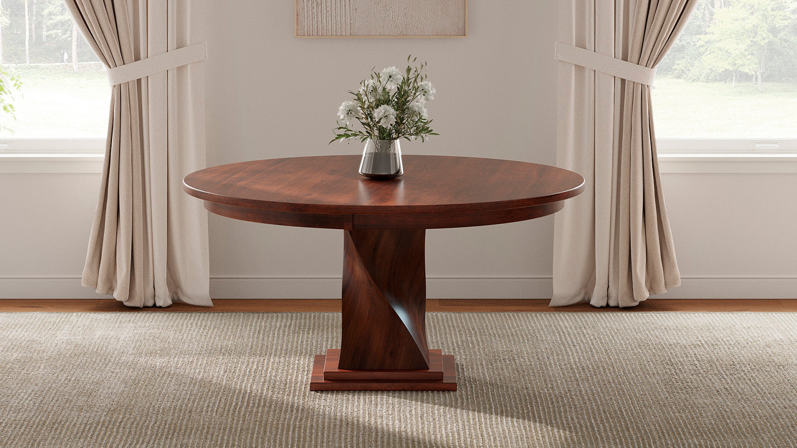 Mesa de comedor redonda de arce macizo con pedestal único El Dorado de 60 pulgadas