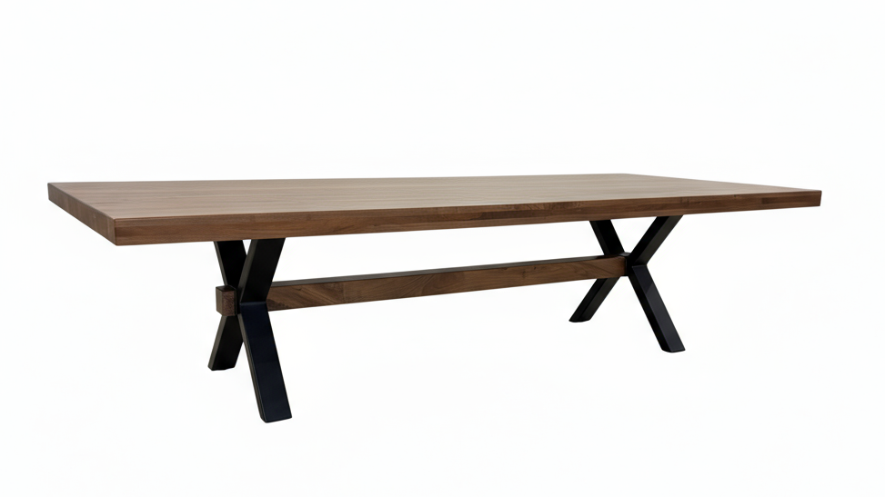 Durango 120" Solid Black Walnut Trestle Table