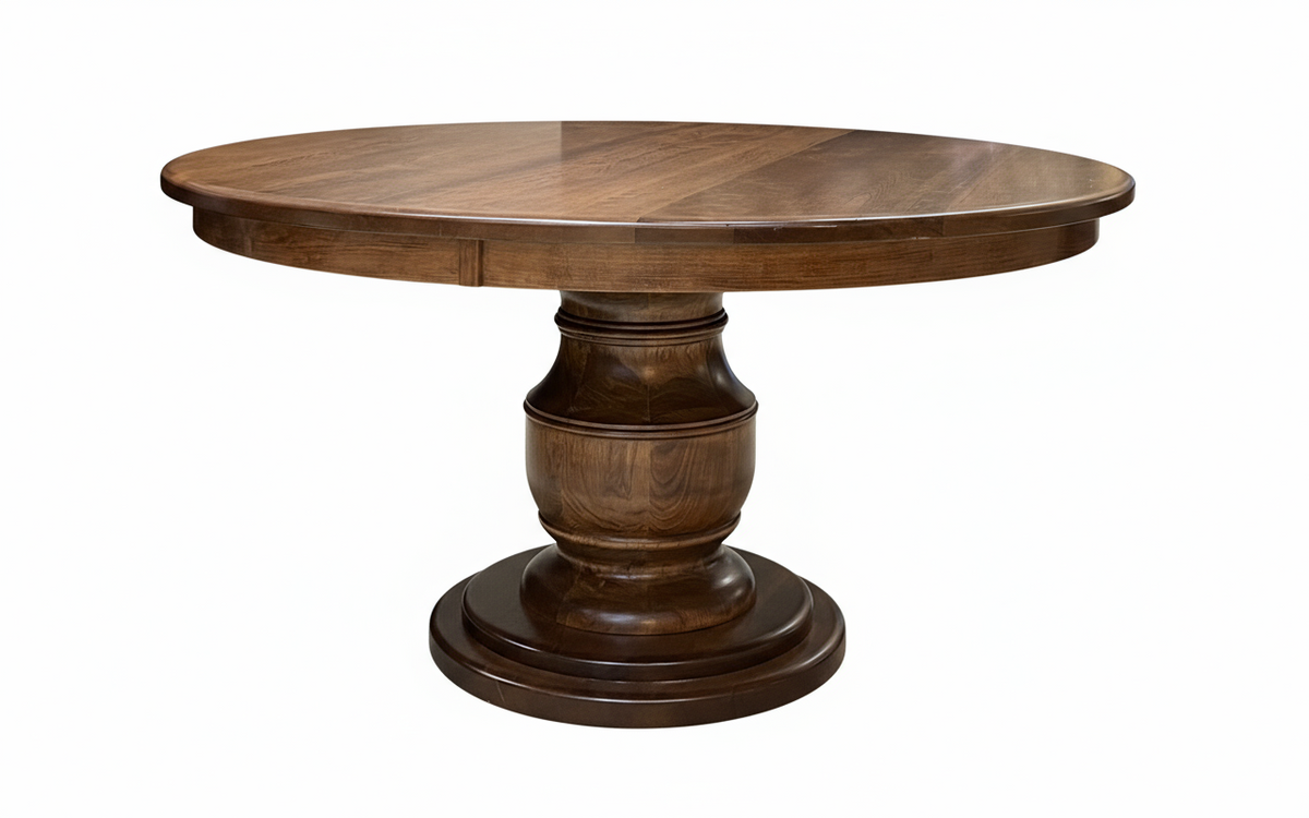 Burlington 60" Round Solid Maple Wood Baluster Pedestal Dining Table