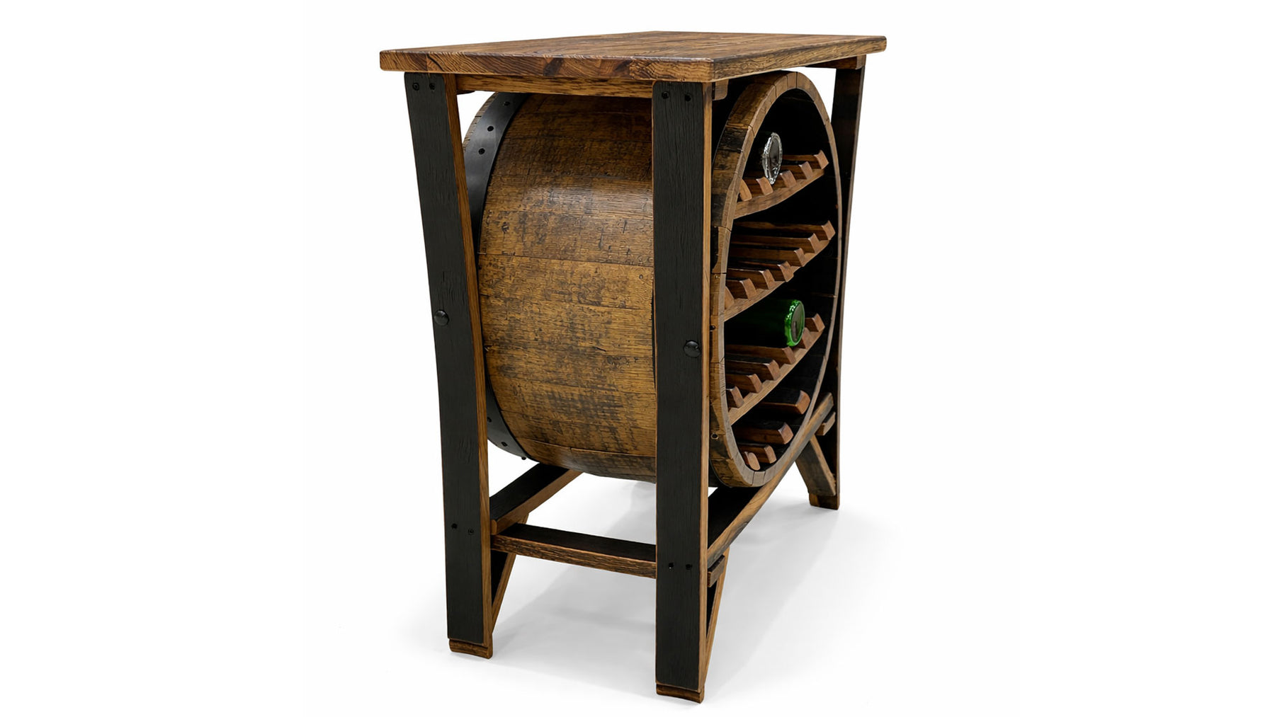 Burnt Hickory Reclaimed Whiskey Barrel Wine Rack | Solid Wood | Made in USA | Gallery Furniture