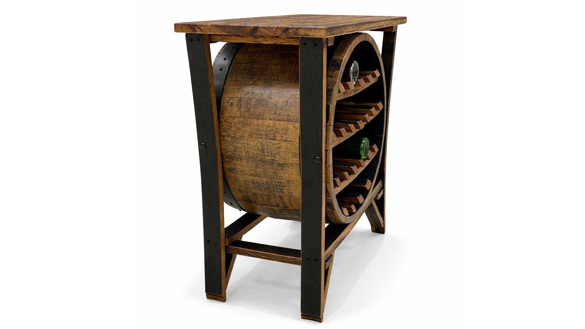 Burnt Hickory Reclaimed Whiskey Barrel Wine Rack | Solid Wood | Made in USA | Gallery Furniture